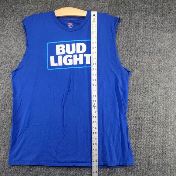 Hanes Nano-T Men's Bud Light Graphic Tank Top Blue XL Sleeveless Crew Neck - Picture 10 of 12